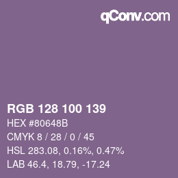 Color code: RGB 128 100 139 | qconv.com