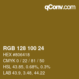 カラーコード: RGB 128 100 24 | qconv.com