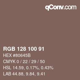 Color code: RGB 128 100 91 | qconv.com