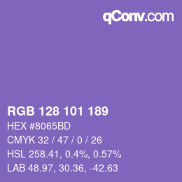 Color code: RGB 128 101 189 | qconv.com