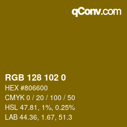 Color code: RGB 128 102 0 | qconv.com