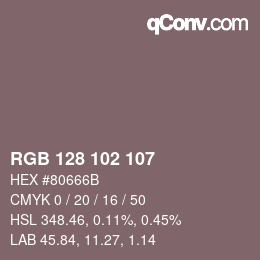 颜色代码: RGB 128 102 107 | qconv.com