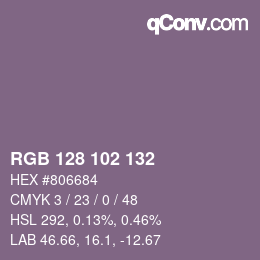 Color code: RGB 128 102 132 | qconv.com