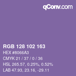 颜色代码: RGB 128 102 163 | qconv.com