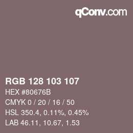 カラーコード: RGB 128 103 107 | qconv.com