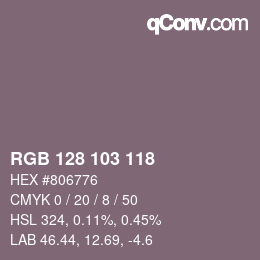 Color code: RGB 128 103 118 | qconv.com