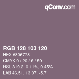 カラーコード: RGB 128 103 120 | qconv.com