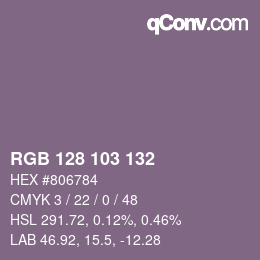 颜色代码: RGB 128 103 132 | qconv.com