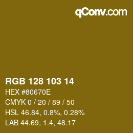 カラーコード: RGB 128 103 14 | qconv.com