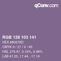 カラーコード: RGB 128 103 141 | qconv.com