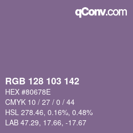 Color code: RGB 128 103 142 | qconv.com