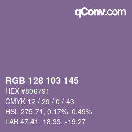 Color code: RGB 128 103 145 | qconv.com