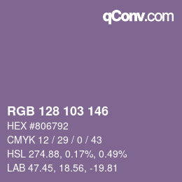 カラーコード: RGB 128 103 146 | qconv.com
