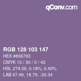 颜色代码: RGB 128 103 147 | qconv.com