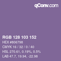 颜色代码: RGB 128 103 152 | qconv.com