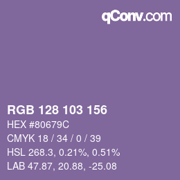 カラーコード: RGB 128 103 156 | qconv.com