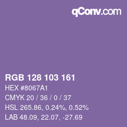 Color code: RGB 128 103 161 | qconv.com