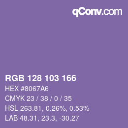 Color code: RGB 128 103 166 | qconv.com