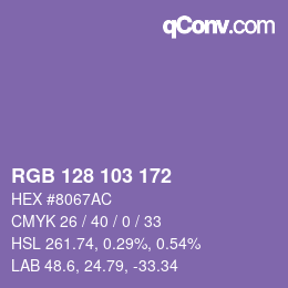 カラーコード: RGB 128 103 172 | qconv.com