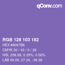 Color code: RGB 128 103 182 | qconv.com