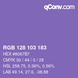 颜色代码: RGB 128 103 183 | qconv.com