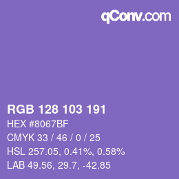 カラーコード: RGB 128 103 191 | qconv.com