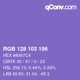 Color code: RGB 128 103 196 | qconv.com