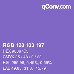 カラーコード: RGB 128 103 197 | qconv.com