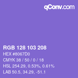 カラーコード: RGB 128 103 208 | qconv.com