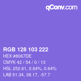 Farbcode: RGB 128 103 222 | qconv.com