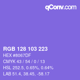 Color code: RGB 128 103 223 | qconv.com