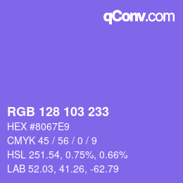 Color code: RGB 128 103 233 | qconv.com
