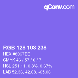 カラーコード: RGB 128 103 238 | qconv.com