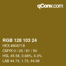 カラーコード: RGB 128 103 24 | qconv.com