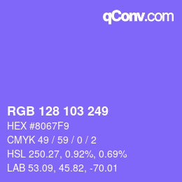 Color code: RGB 128 103 249 | qconv.com