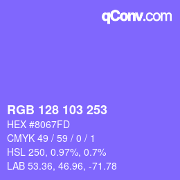 Color code: RGB 128 103 253 | qconv.com