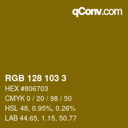 Color code: RGB 128 103 3 | qconv.com