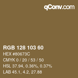 Code couleur: RGB 128 103 60 | qconv.com