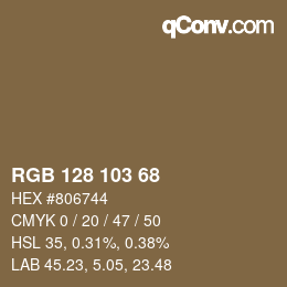 Color code: RGB 128 103 68 | qconv.com