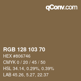 Color code: RGB 128 103 70 | qconv.com
