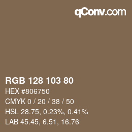 Color code: RGB 128 103 80 | qconv.com