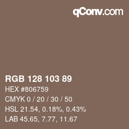 カラーコード: RGB 128 103 89 | qconv.com