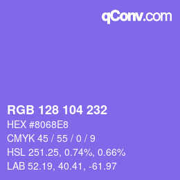 Color code: RGB 128 104 232 | qconv.com