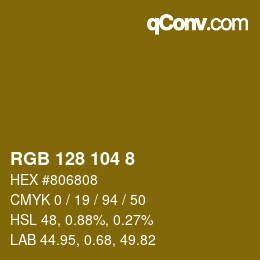 カラーコード: RGB 128 104 8 | qconv.com