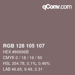 カラーコード: RGB 128 105 107 | qconv.com