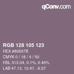 Color code: RGB 128 105 123 | qconv.com