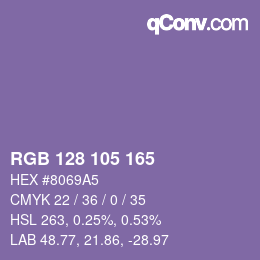 Color code: RGB 128 105 165 | qconv.com