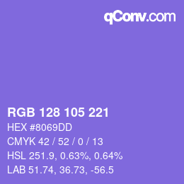 Color code: RGB 128 105 221 | qconv.com