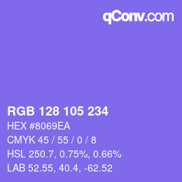 Color code: RGB 128 105 234 | qconv.com