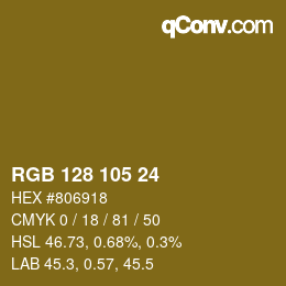 カラーコード: RGB 128 105 24 | qconv.com